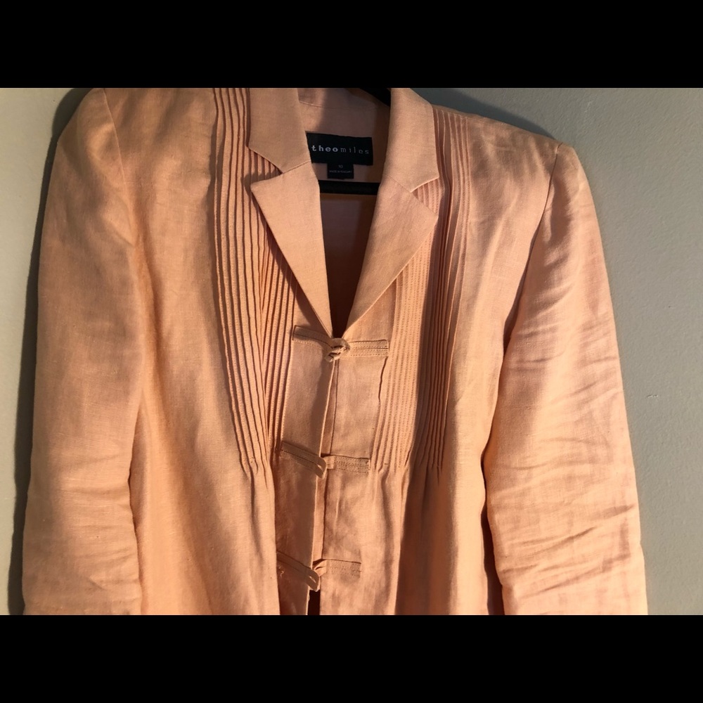 theo miles linen skirt jacket suit